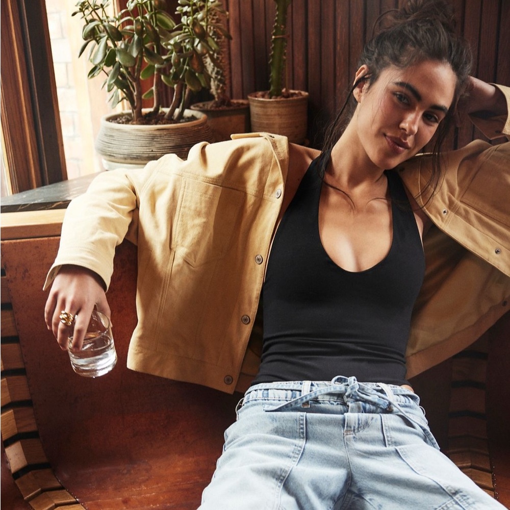 NWOT Free People ‘Let’s Go Out’ Halter Bodysuit, Size Large